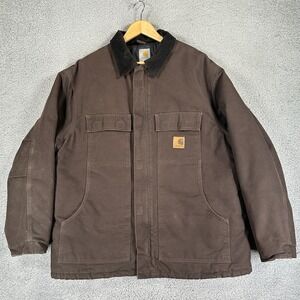 Carhartt Mens XL X-Large Brown Coat C26 DKB Quilt Lined Duck Canvas Work Hunting